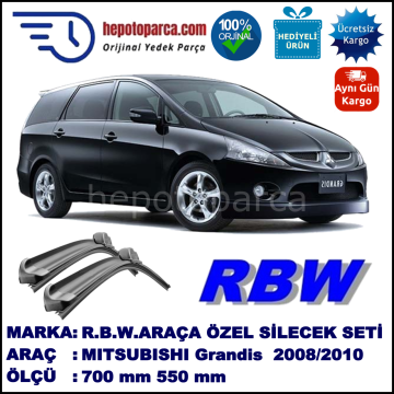 MITSUBISHI Grandis  02.08-11.10 700 / 550 mm. RBW Muz Silecek Seti  2'li Takım. U Kanca Uyumludur.