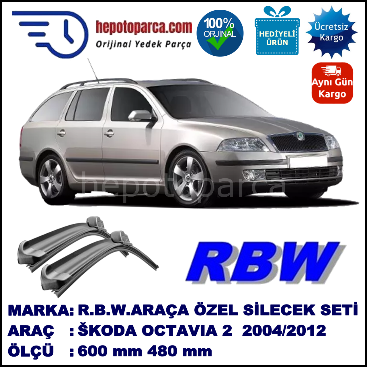 ŠKODA OCTAVIA 2 HB/SW MUZ SİLECEK TAKIMI RBW ARACA ÖZEL (2004-2012)