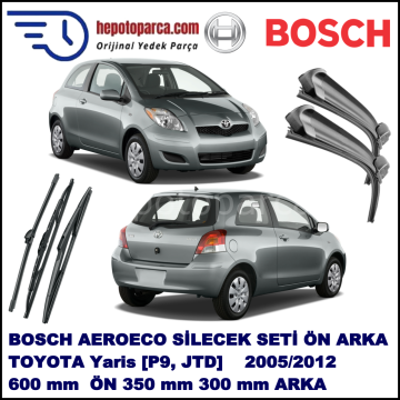 TOYOTA Yaris [P9, JTD] 08,2005-,,, Bosch Aeroeco Ön ve Arka Silecek Takımı
