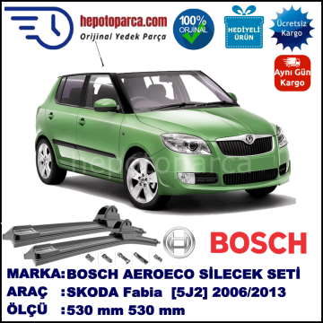 SKODA Fabia [5J2] 12.2006-..., 530 / 530 mm. BOSCH AEROECO Aparatlı Muz Silecek