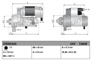 DSN2025 MARŞ MOTORU 7.8KW 24V CATERPILLAR PERKINS 428080-2370 428000-2370 8717613114117   2873K415 234-2637 2873K415