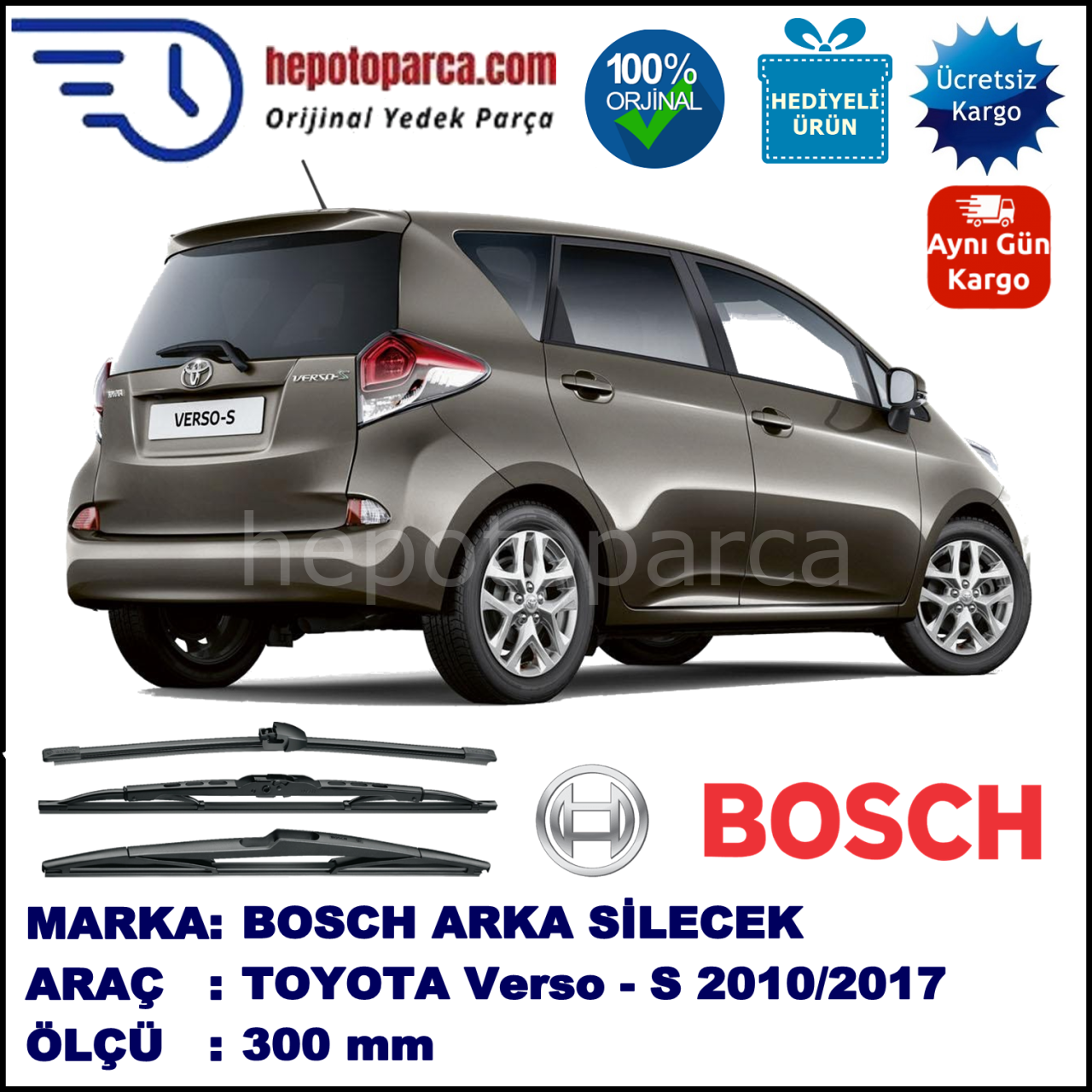 TOYOTA Verso-S   300 mm 11.2010-... BOSCH Arka Silecek