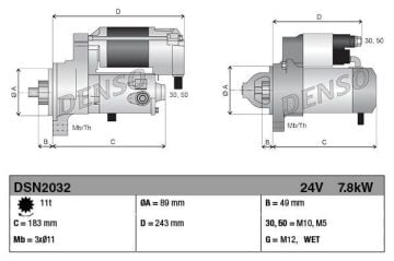 DSN2032 MARŞ MOTORU 7.8KW 24V CASE İVECO 428080-8920 428000-8920 84277437 5801404396   8717613114179   5801404396 84277437 5801404396