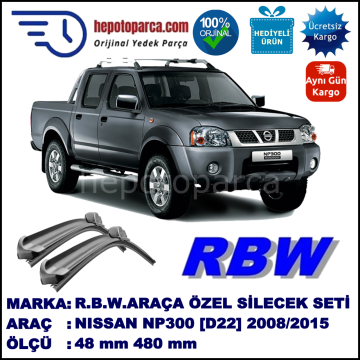 NISSAN NP300 [D22] 05.08-... 480 / 480 mm. RBW Muz Silecek Seti  2'li Takım. U Kanca Uyumludur.