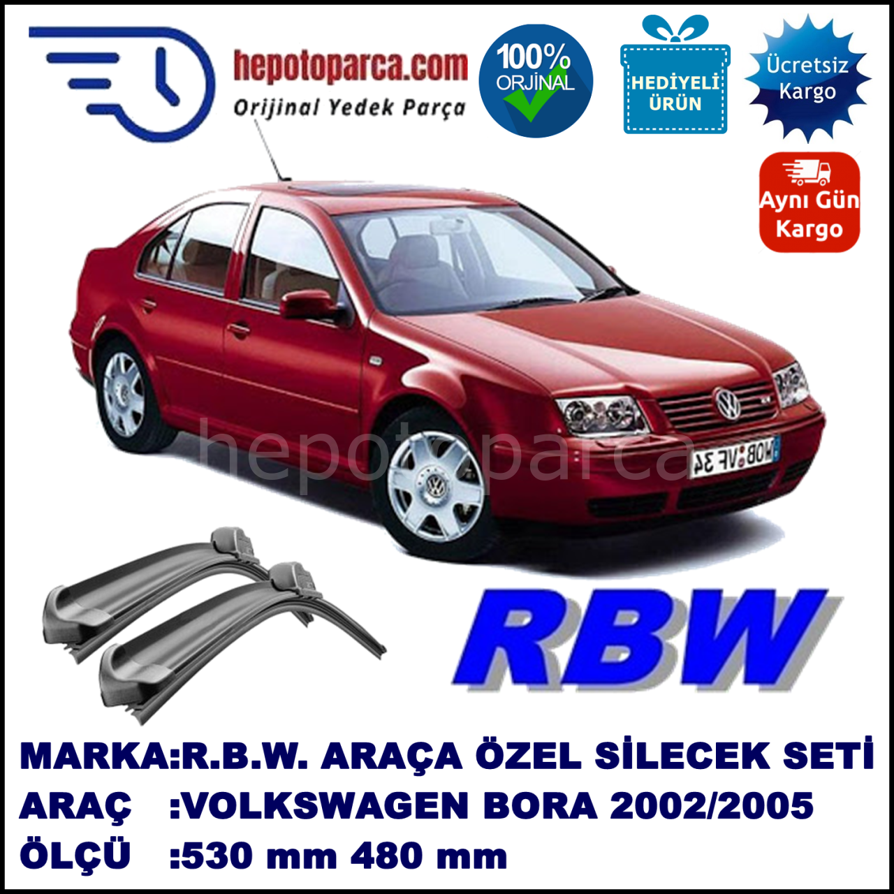 VOLKSWAGEN BORA MUZ SİLECEK TAKIMI RBW ARACA ÖZEL (2002-2005)