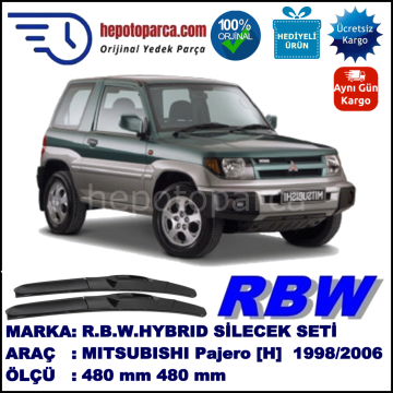 MITSUBISHI Pajero Pinin [H] 06.98-02.06 480 / 480 mm. RBW Hybrid Silecek Seti. U Kanca Uyumlu Hibrit
