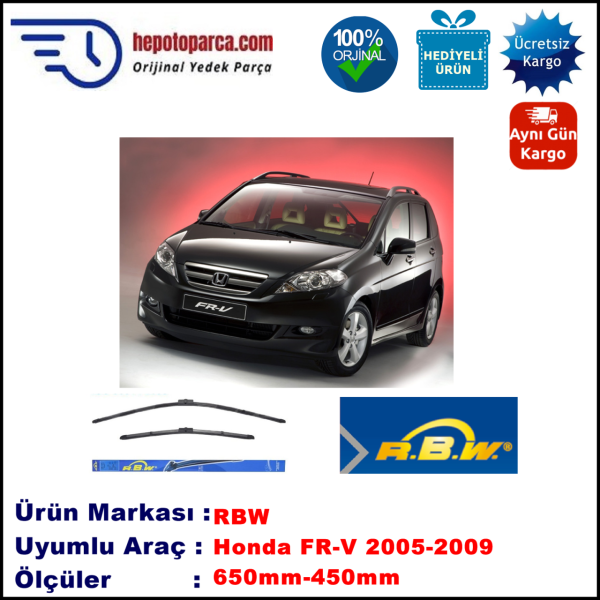 HONDA FRV  FR-V [BE] 01.2005-06.2009, 650 / 450 mm.  RBW  ADAPTÖRLÜ MUZ SİLECEK SETİ