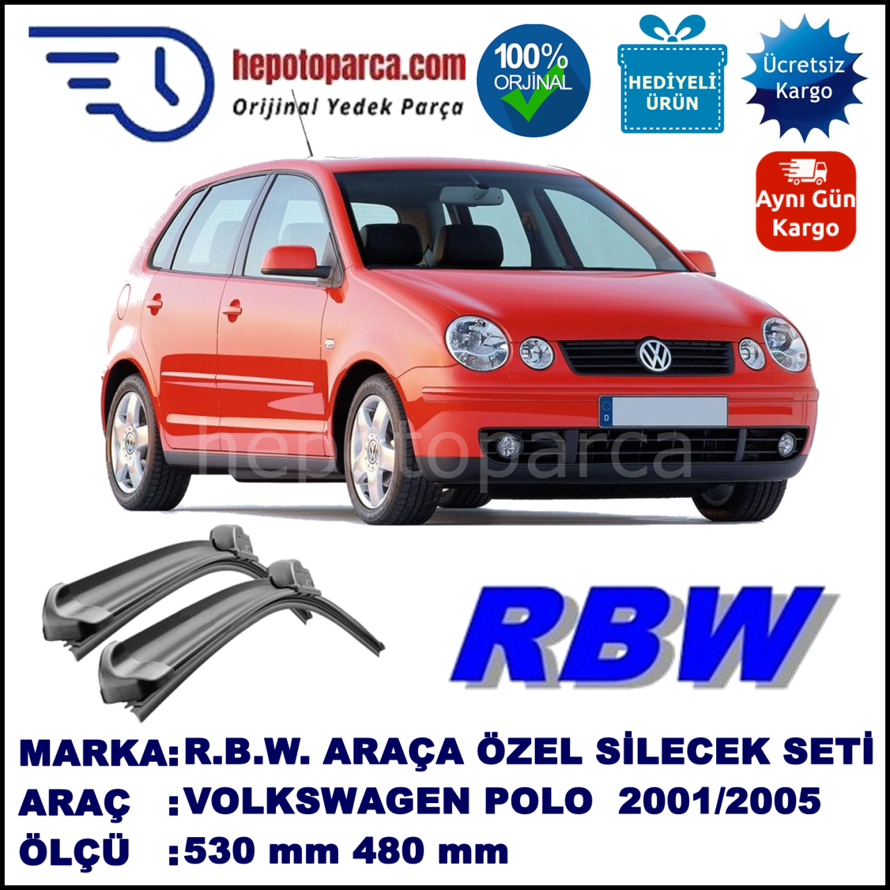 VOLKSWAGEN POLO 4 MUZ SİLECEK TAKIMI RBW ARACA ÖZEL (2001-2005)