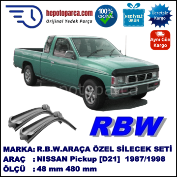 NISSAN Pickup [D21] 08.87-02.98 480 / 480 mm. RBW Muz Silecek Seti  2'li Takım. U Kanca Uyumludur.