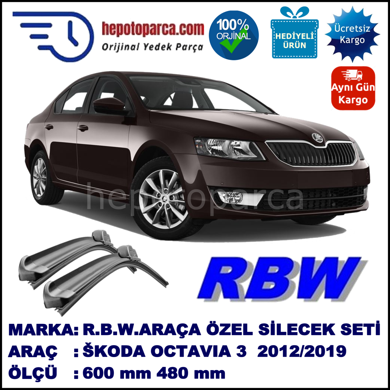 ŠKODA OCTOVİA 3 MUZ SİLECEK TAKIMI RBW ARACA ÖZEL  (2012→)