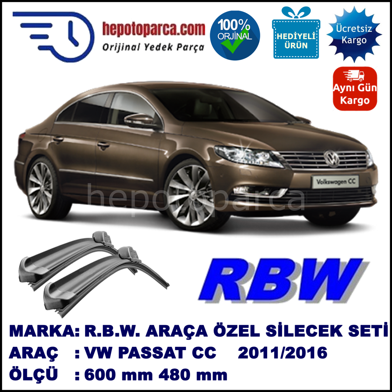 VOLKSWAGEN CC MUZ SİLECEK TAKIMI RBW ARACA ÖZEL (2011-2016)