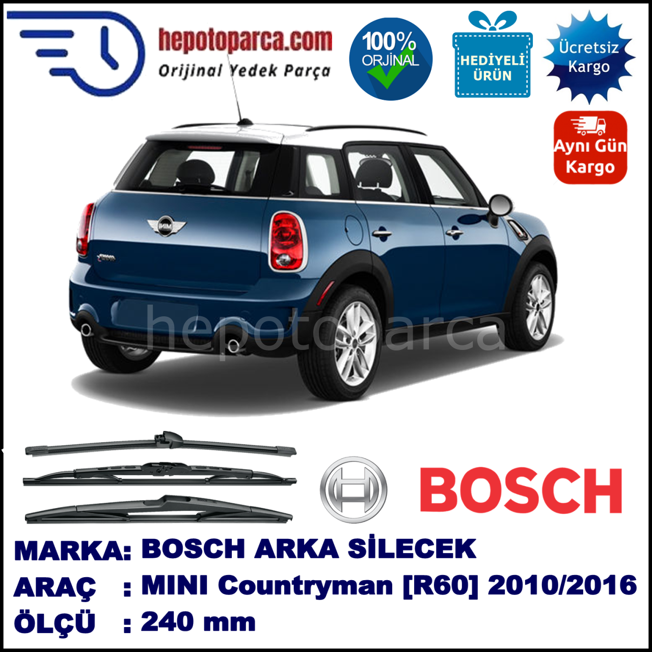 MINI (BMW) Mini Countryman [R 60] 240 mm 09.2010-... BOSCH Arka Silecek