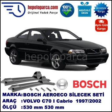 VOLVO C70 Coupé  01.1997-07.2002, 530 / 530 mm. BOSCH AEROECO Aparatlı Muz Silecek