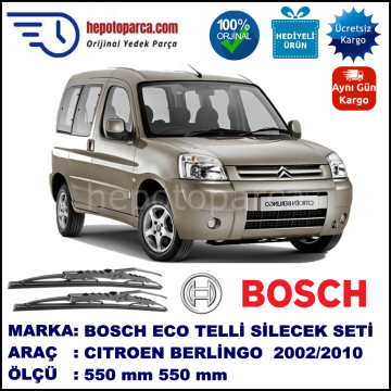 CITROEN Berlingo [M59] 11.02-03.10 550 / 550 mm. BOSCH ECO Telli Silecek 2'li Takım