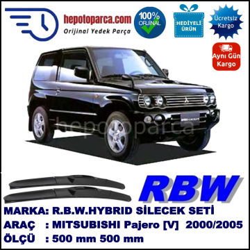 MITSUBISHI Pajero [V] 02.00-... 500 / 500 mm. RBW Hybrid Silecek Seti. U Kanca Uyumlu Hibrit