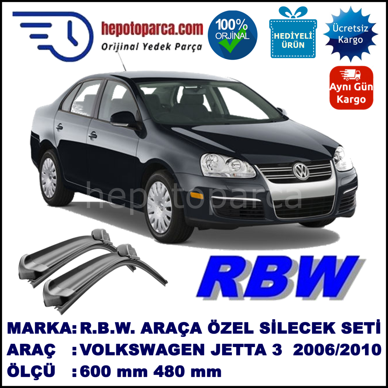 VOLKSWAGEN JETTA 3 MUZ SİLECEK TAKIMI RBW ARACA ÖZEL (2006-2010)