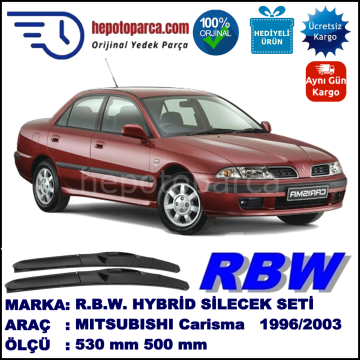 MITSUBISHI Carisma [DA] 05.96-12.03 530 / 500 mm. RBW Hybrid Silecek Seti. U Kanca Uyumlu Hibrit