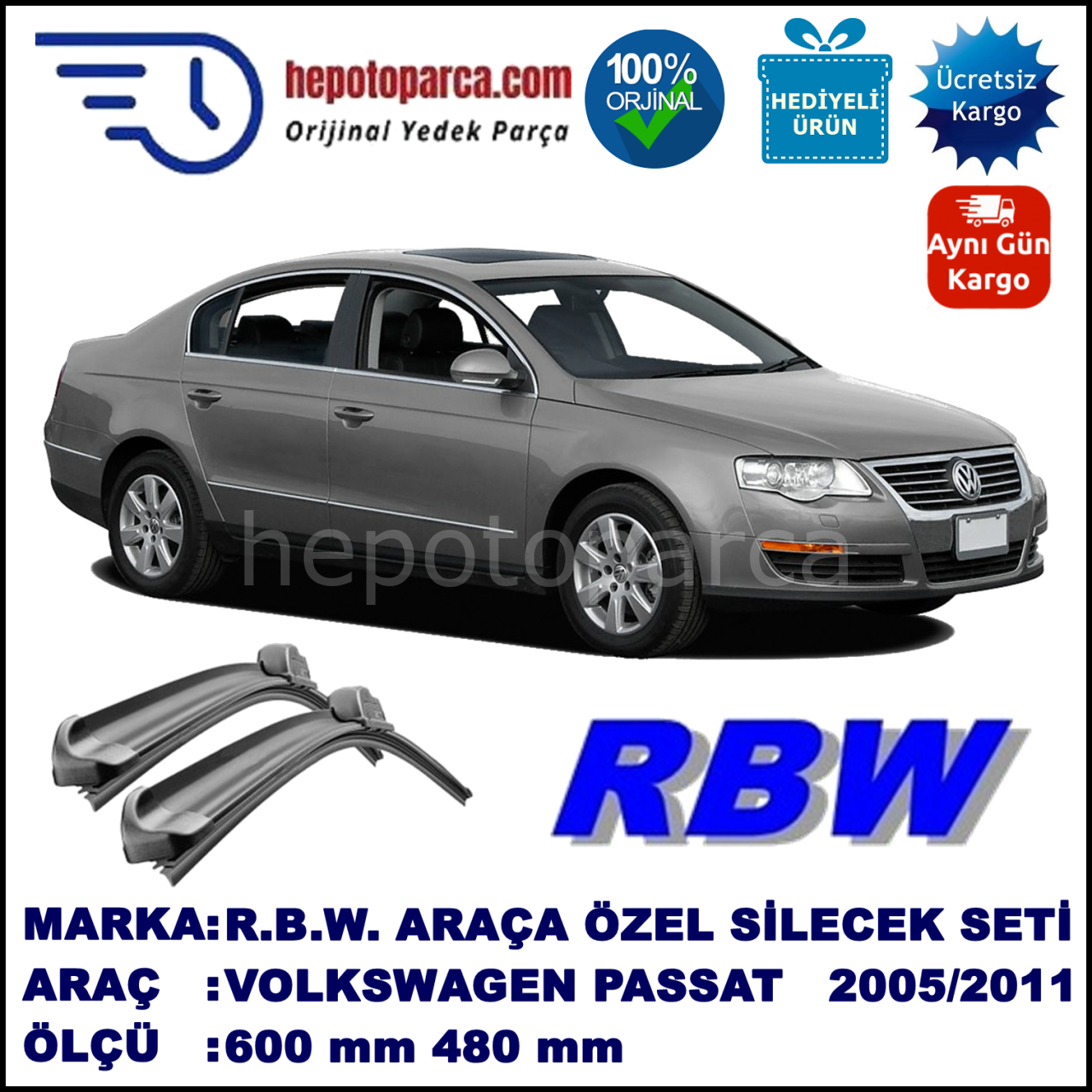 VOLKSWAGEN PASSAT SEDAN MUZ SİLECEK TAKIMI RBW ARACA ÖZEL (2005-2011)