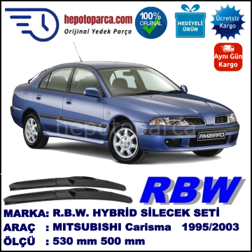 MITSUBISHI Carisma Hatchback [DA] 05.95-12.03 530 / 500 mm. RBW Hybrid Silecek Seti. U Kanca Uyumlu Hibrit
