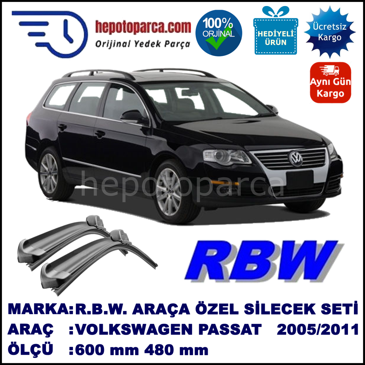 VOLKSWAGEN PASSAT SW MUZ SİLECEK TAKIMI RBW ARACA ÖZEL (2005-2011)