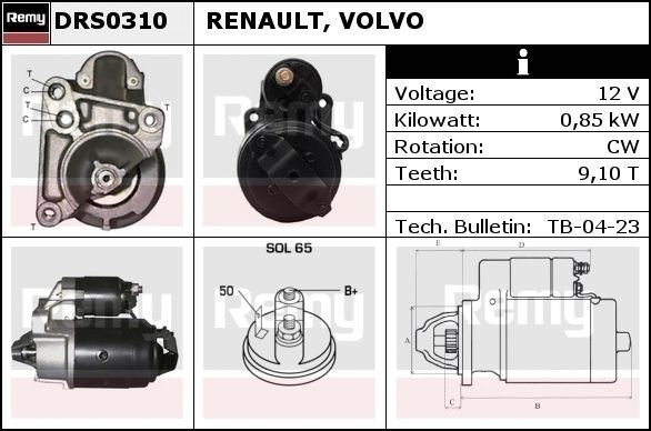 DRS0310 MARŞ MOTORU.12V 0,9KW 9D RENAULT 9-11-19  5414352250269  0000434120