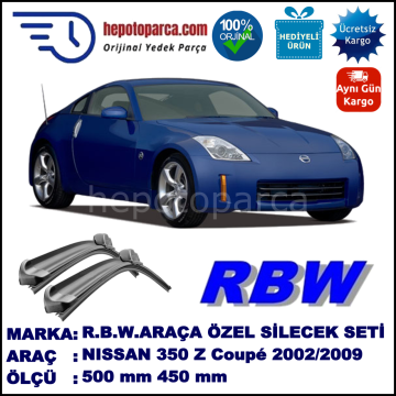 NISSAN 350 Z Coupé [Z33] 09.02-04.09 500 / 450 mm. RBW Muz Silecek Seti  2'li Takım. U Kanca Uyumludur.