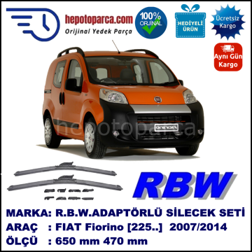 FIAT Fiorino [225..] 12.2007-..., 650 / 470 mm.  RBW  ADAPTÖRLÜ MUZ SİLECEK SETİ