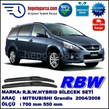 MITSUBISHI Grandis  01.04-01.08 700 / 550 mm. RBW Hybrid Silecek Seti. U Kanca Uyumlu Hibrit