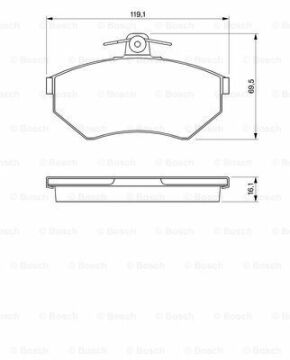 Disk Balata - Ön - [WVA 21945] - [ 119X69,5X16 mm  Polo 1.6 Classic 199807-200109; Polo 1.9 Diesel 199607-199912; Polo 1.9 SDI Classic 199512-199908; Polo 1.0 199603-199912; Polo 1.6 Variant 199705-199908; Polo 1.0 199705-199912; Polo 1.9 TDI Variant