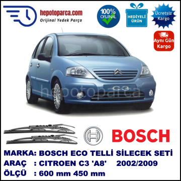 CITROEN C3 [A8; A31] 01.02-08.09 600 / 450 mm. BOSCH ECO Telli Silecek 2'li Takım