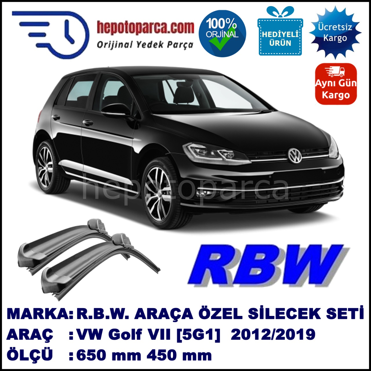 VOLKSWAGEN GOLF 7 MUZ SİLECEK TAKIMI RBW ARACA ÖZEL (2012→)