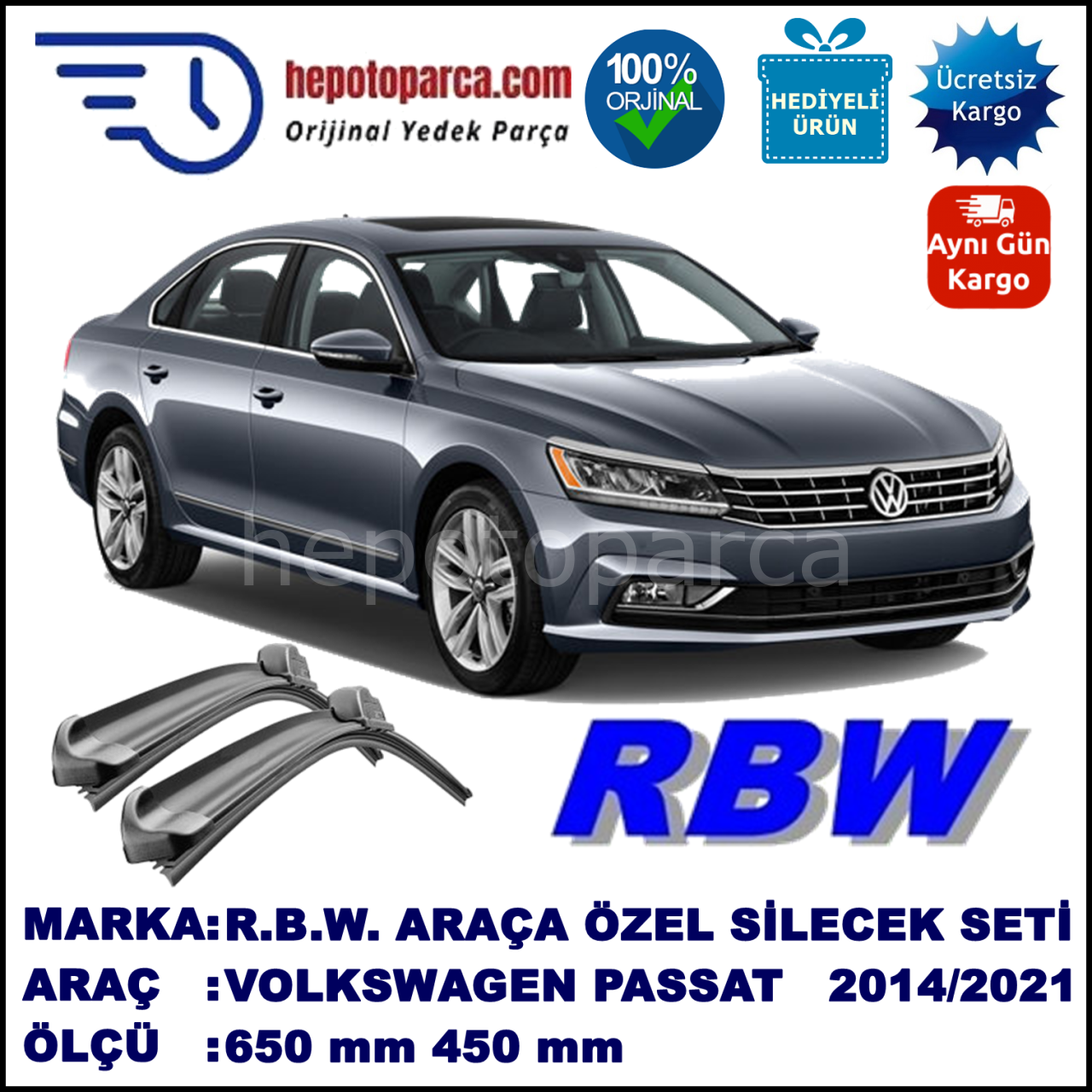 VOLKSWAGEN PASSAT SEDAN /SW MUZ SİLECEK TAKIMI RBW ARACA ÖZEL  (2014→)
