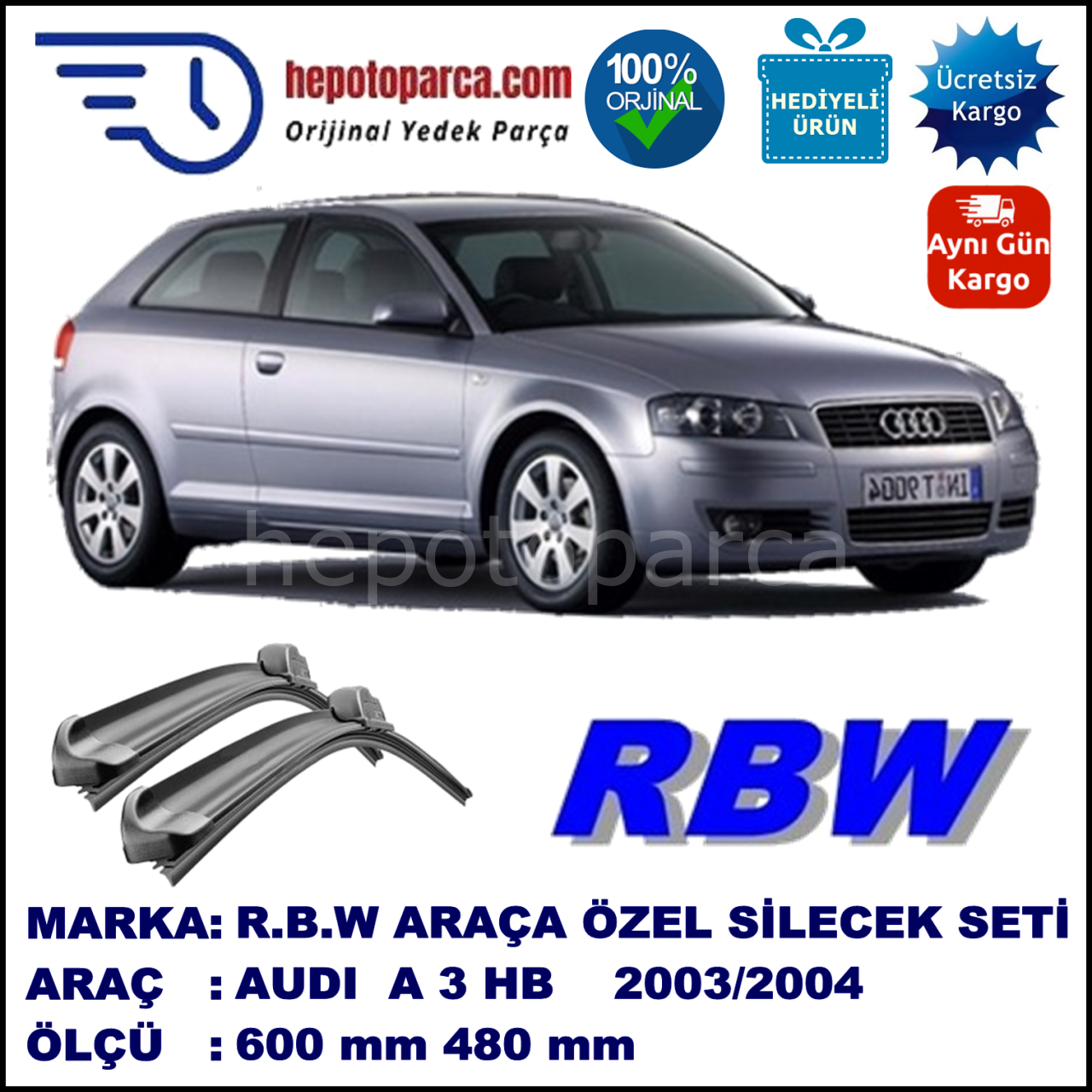 AUDI A3 HB MUZ SİLECEK TAKIMI RBW ARACA ÖZEL (2003-2004)