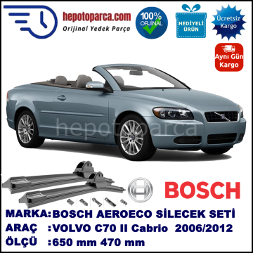 VOLVO C70 II Cabrio  03.2006-..., 650 / 470 mm. BOSCH AEROECO Aparatlı Muz Silecek