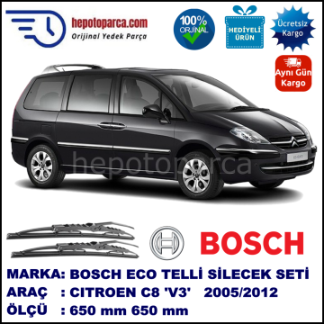 CITROEN C8 [V3] 08.05-... 650 / 650 mm. BOSCH ECO Telli Silecek 2'li Takım