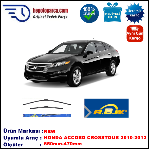 HONDA ACCORD  CROSSTOUR  2010-2012 650 / 470 mm.  RBW  ADAPTÖRLÜ MUZ SİLECEK SETİ