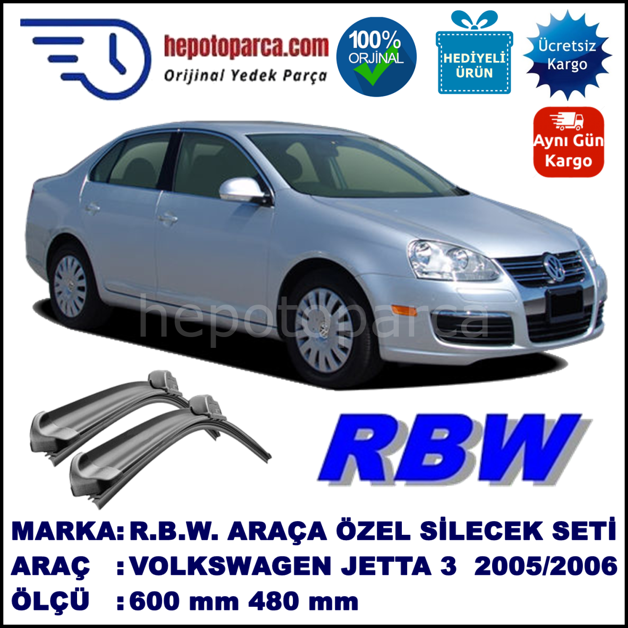 VOLKSWAGEN JETTA 3 MUZ SİLECEK TAKIMI RBW ARACA ÖZEL (2005-2006)