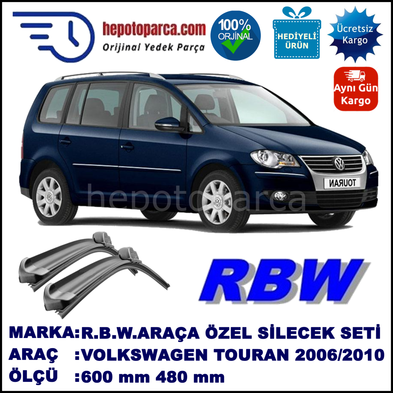 VOLKSWAGEN TOURAN MUZ SİLECEK TAKIMI RBW ARACA ÖZEL (2006-2010)