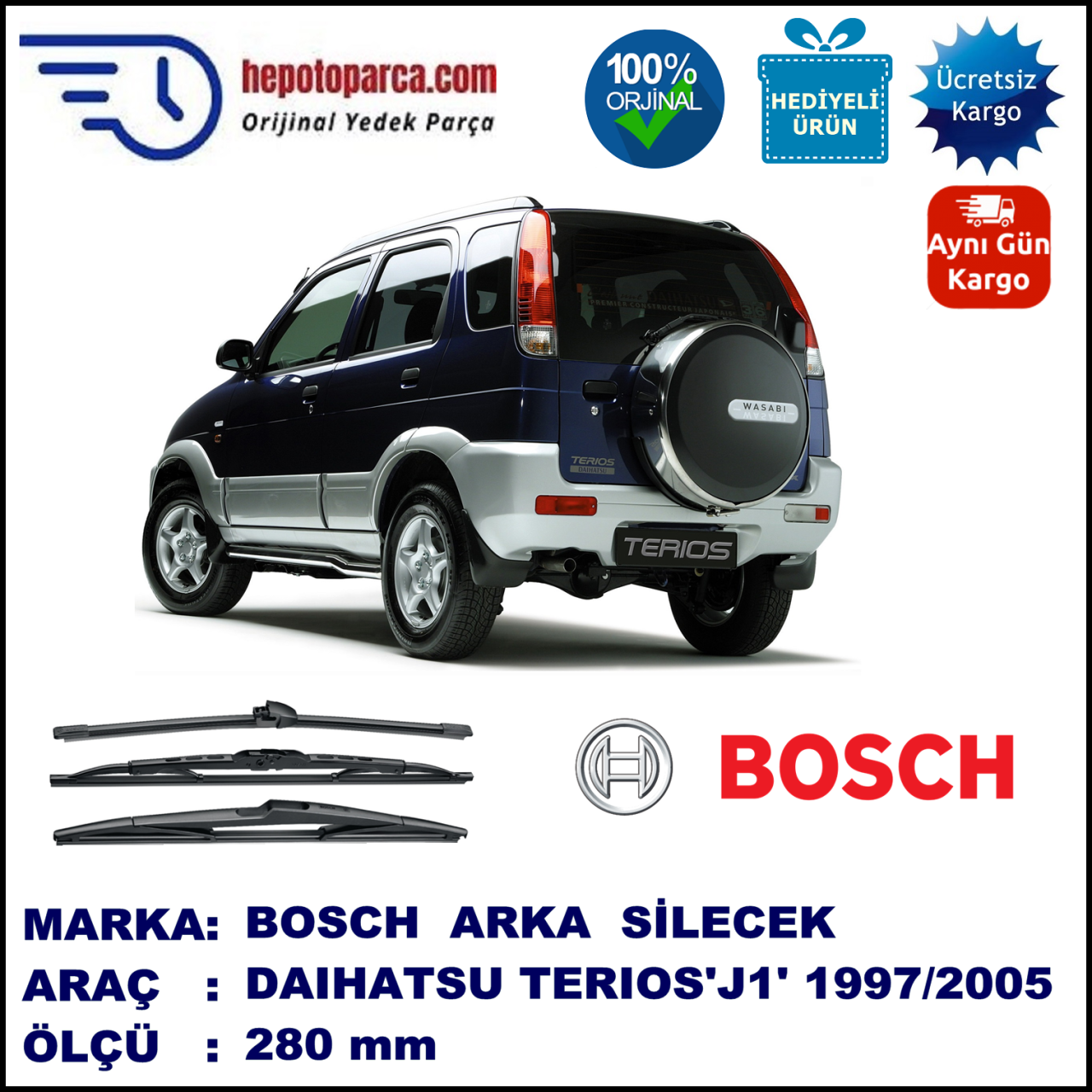 DAIHATSU Terios [J1] 280 mm 03.1997-12.2005 BOSCH Arka Silecek