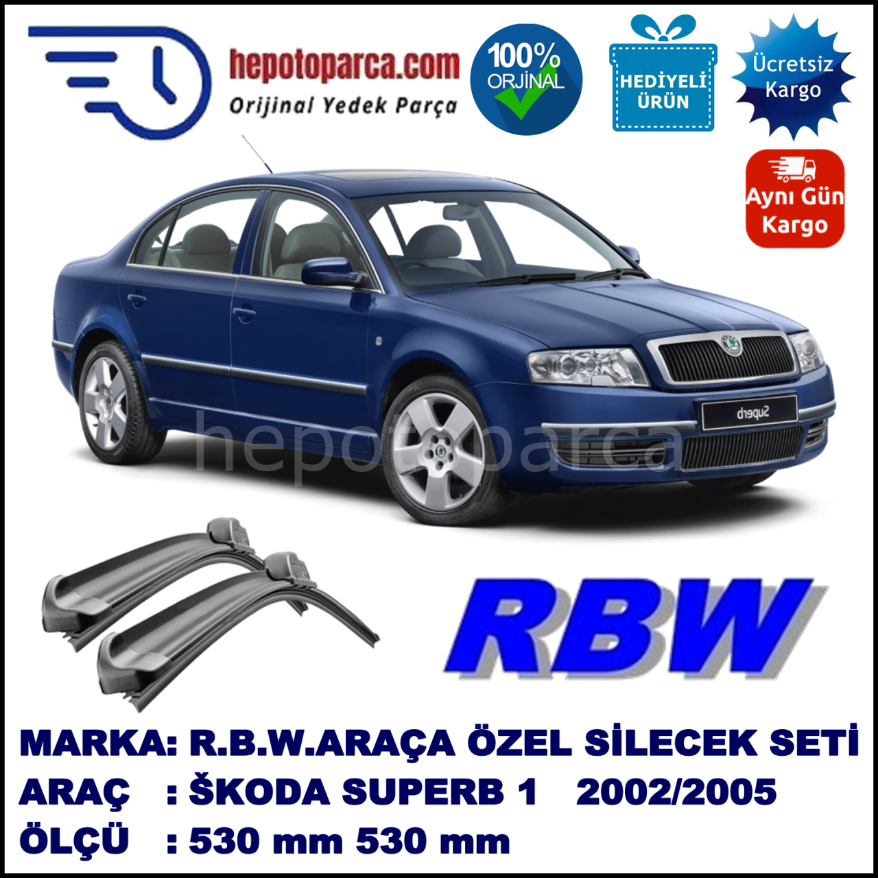 ŠKODA SUPERB 1 MUZ SİLECEK TAKIMI RBW ARACA ÖZEL (2002-2005)