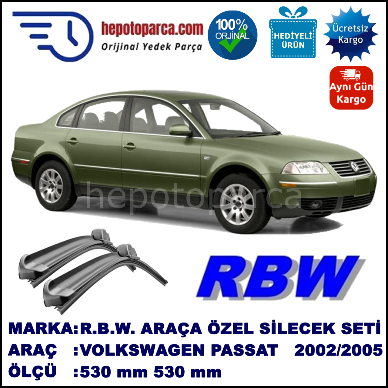 VOLKSWAGEN PASSAT SEDAN /SW MUZ SİLECEK TAKIMI RBW ARACA ÖZEL (2002-2005)