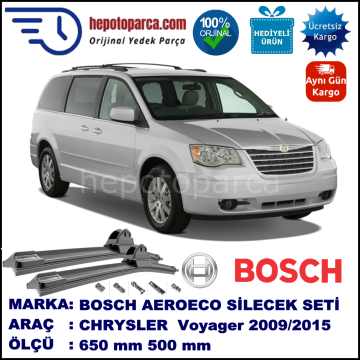 CHRYSLER Grand Voyager [RS] 12.2009-..., 650 / 500 mm. BOSCH AEROECO Aparatlı Muz Silecek
