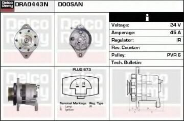 DRA 0443N ALTERNATÖR DOOSAN 24V 45A