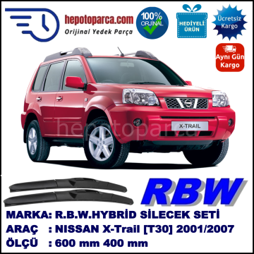NISSAN X-Trail [T30] 06.01-08.07 600 / 400 mm. RBW Hybrid Silecek Seti. U Kanca Uyumlu Hibrit