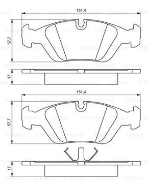 Disk Balata - Ön - [WVA 21925] - [150x57,5x17,5 mm 320 i 199804-200109; 316 i 199804-200209; 318 is Coupe 199512-199908; 316 Ci Coupe 199910-200209; 320 i Touring 199910-200109; 316 i 200404-200503 BMW 34116761244; BMW 341