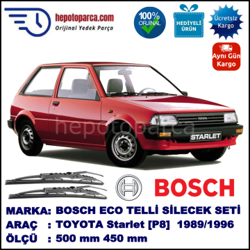 TOYOTA Starlet [P8] 12.89-01.96 500 / 450 mm. BOSCH ECO Telli Silecek 2'li Takım