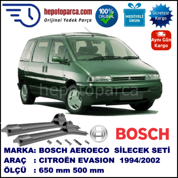 CITROEN Evasion [U60] 06.1994-07.2002, 650 / 500 mm. BOSCH AEROECO Aparatlı Muz Silecek