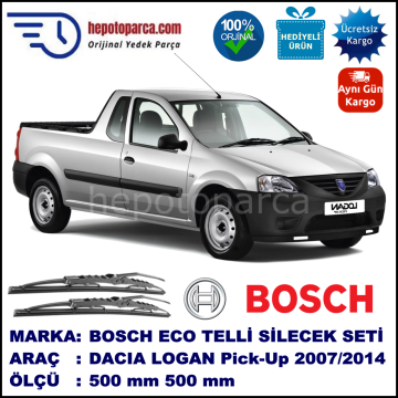 DACIA Logan Pick-Up [US] 01.07-... 500 / 500 mm. BOSCH ECO Telli Silecek 2'li Takım