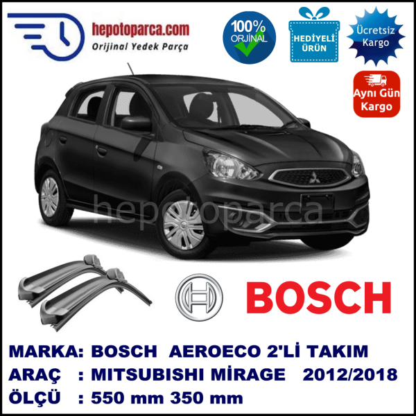 MITSUBISHI Mirage [A0] 11.2012-..., 550 / 350 mm. BOSCH AEROECO Aparatlı Muz Silecek