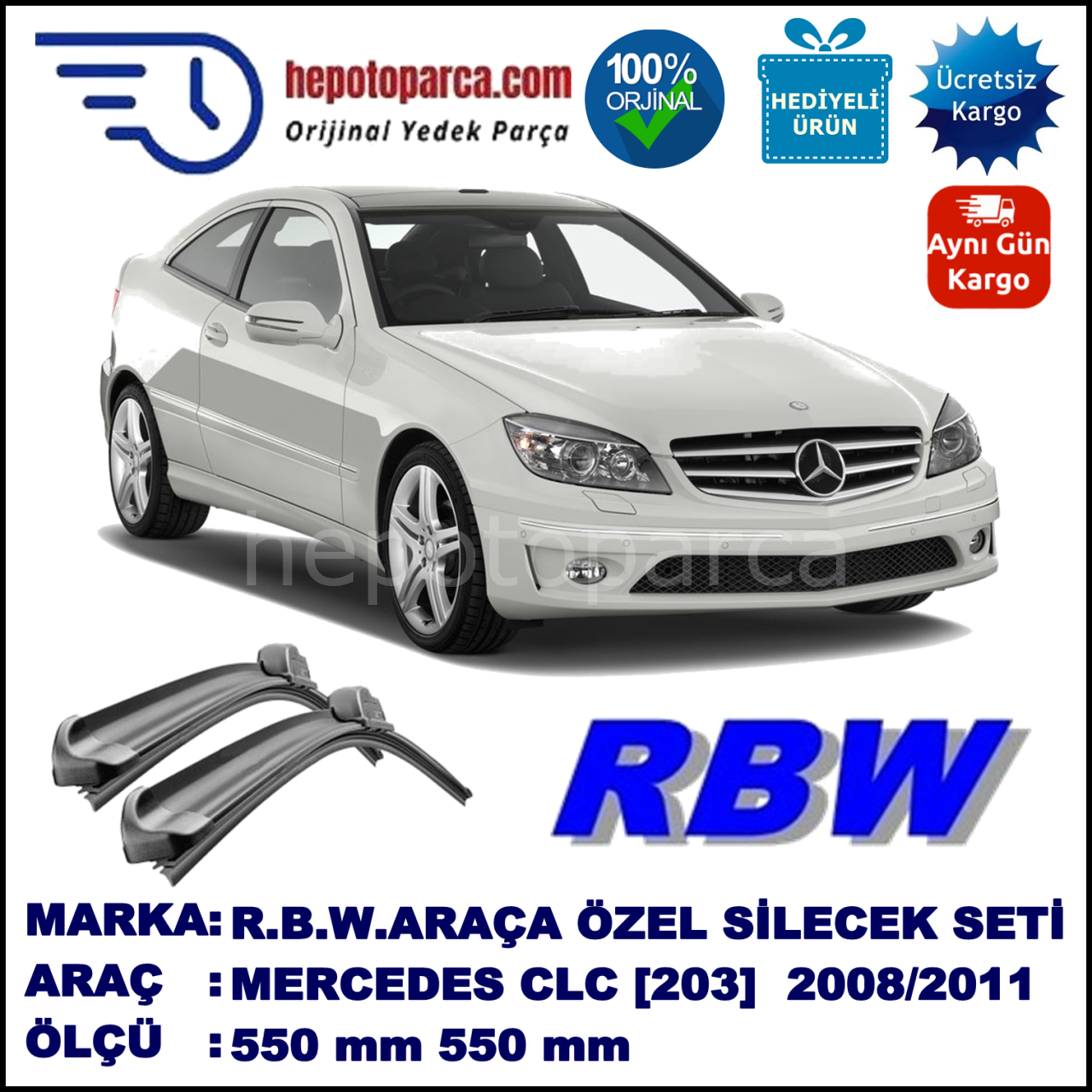 MERCEDES CLC MUZ SİLECEK TAKIMI RBW ARACA ÖZEL [CL203] (2008-2011)